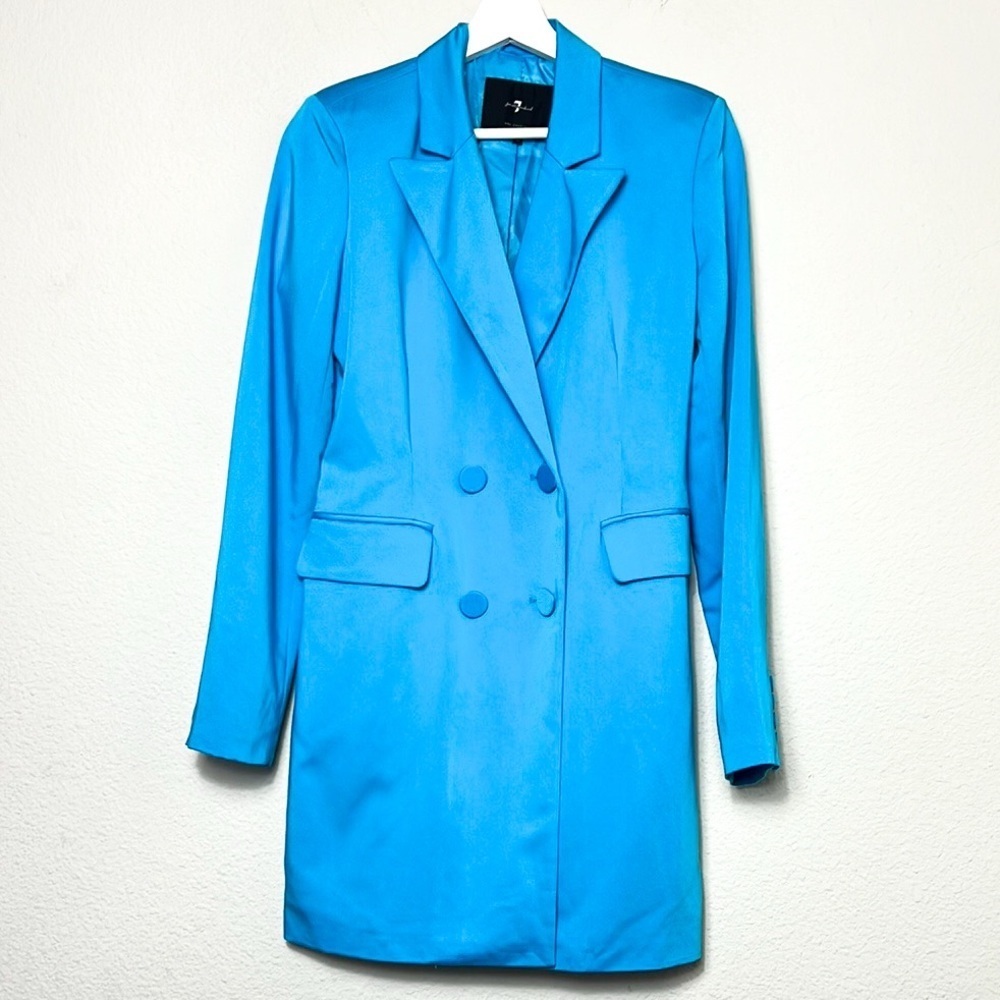 7 For All Mankind Light Blue Long Blazer